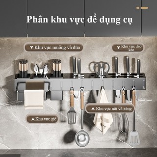 Giá treo dao nhà bếp  Giá để dao kéo Kệ bếp treo tường thép carbon, kèm ống đũa và thanh treo khăn