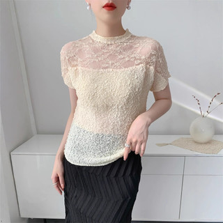 Miyake Áo Top Xếp Ly Cho Nữ, Thiết Kế Thoáng Mát Phù Hợp Mặc Hàng Ngày