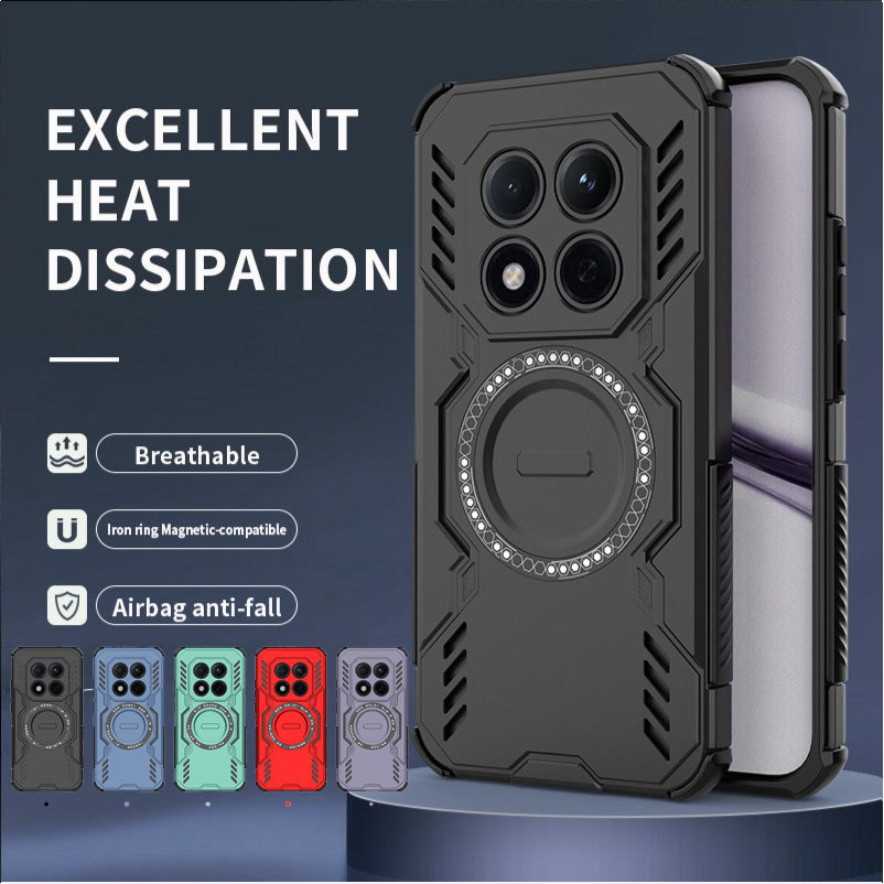 Vỏ giáp chống sốc sang trọng cho Redmi Note 15 Pro Plus 15Pro + 5G 4G 2026 Vỏ tản nhiệt từ tính Sạc không dây Vỏ chống sốc cho Note15Pro Vỏ bảo vệ cản cứng