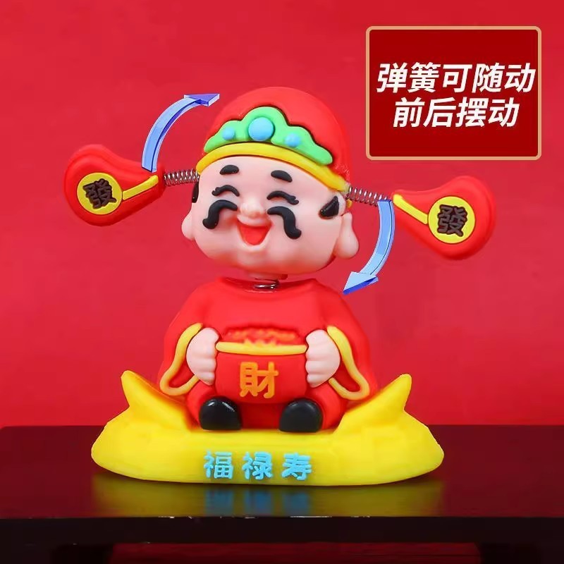 Lắc Đầu Thần Tài Trang Trí Xe Hơi 2025 Phong Cách Mới Xe Hoạt Hình Kiếm Tiền Xe Ô Tô Bảng Điều Khiển Trung Tâm Trang Trí Hình OMVC