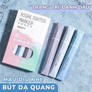 Bút highlight dạ quang pastel nổi bật – Bộ 4 bút đánh dấu gradual cho học sinh, công cụ học tập cần thiết