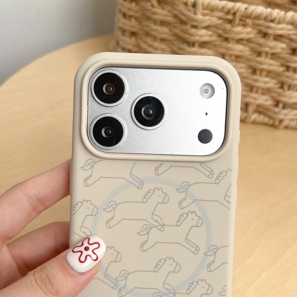 Ốp lưng TPU Tương thích với iPhone 13 14 14Pro 14ProMax 15 15Pro 15ProMax 16 16Pro 16ProMax 17 17Pro 17ProMax Line Pony Pattern Magnet Case