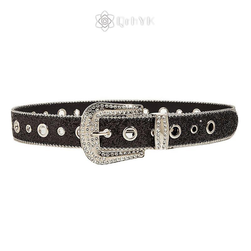 QrhYK Sáng Bóng Kim Cương Giả Rộng Thắt Lưng Nữ Đầm Người Lớn Kim Cương Giả Thắt Lưng Đầm Pha Lê Mới