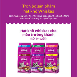 [ 2,7kg - 3kg ] Hạt Whiskas 8 vị lựa chọn. Thức ăn "Hạt có nhân" cho Mèo Con và Mèo Trưởng Thành