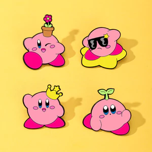 Hoạt Hình Dễ Thương Kirby Thổ Cẩm Huy Hiệu Kim Loại Vui Nhộn Phụ Kiện Quần Áo Quà Tặng Sinh Nhật gift