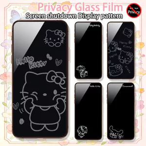 Kính cường lực bảo vệ màn hình chống nhìn trộm họa tiết hoạt hình cho iPhone 17ProMax/16/15/14/13 Pro Max/Plus