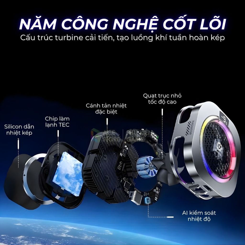[Siêu Sale] Quạt tản nhiệt điện thoại sò lạnh TH16 Pro - Tản nhiệt từ tính tích hợp AI, Led RGB Không tụt FPS khi gaming | BigBuy360 - bigbuy360.vn