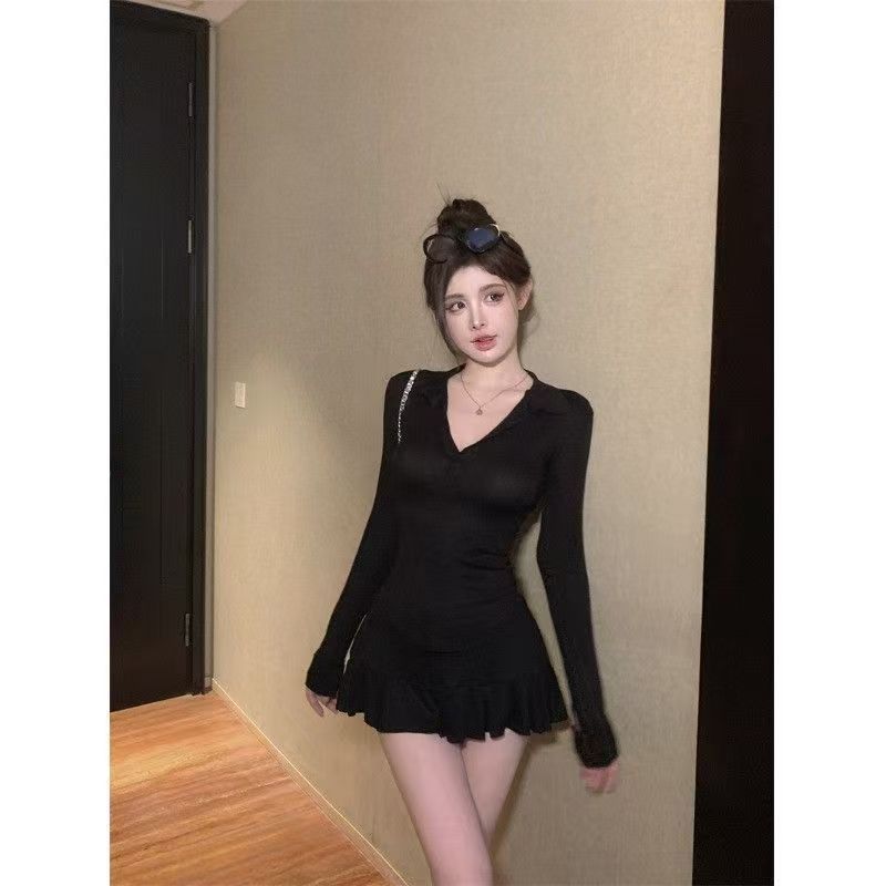 Váy ngắn đen phong cách mới thu đông xuân, dáng slim-fit phù hợp nữ