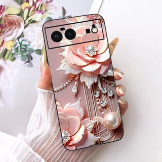 Dành Cho Google Pixel 6 6a Mới Thanh Lịch Họa Tiết Hoa Mèo Vỏ Pixel6 Pixel6a Màu Đen Silicon Mềm Vỏ Điện Thoại