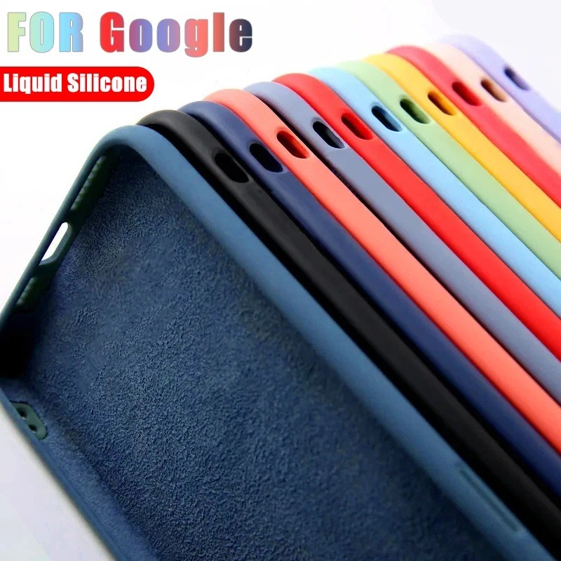 Ốp Điện Thoại Cạnh Thẳng Lỏng Trên Cho Google Pixel 8 8A 9 9A 10 10A Pro XL 6.8 Full Cover Chống Cháy Nổ Chống Rơi Ốp Lưng TPU Mềm Fundas