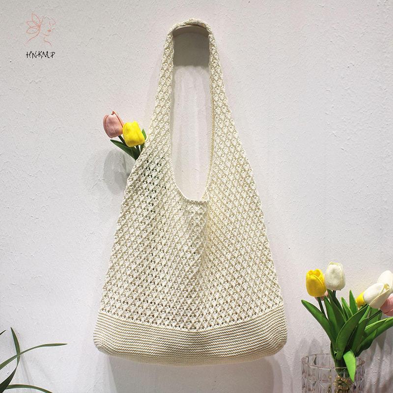 HNKMP Túi Tote thời trang và thông thường Túi Tote dệt rỗng Túi đeo vai.
