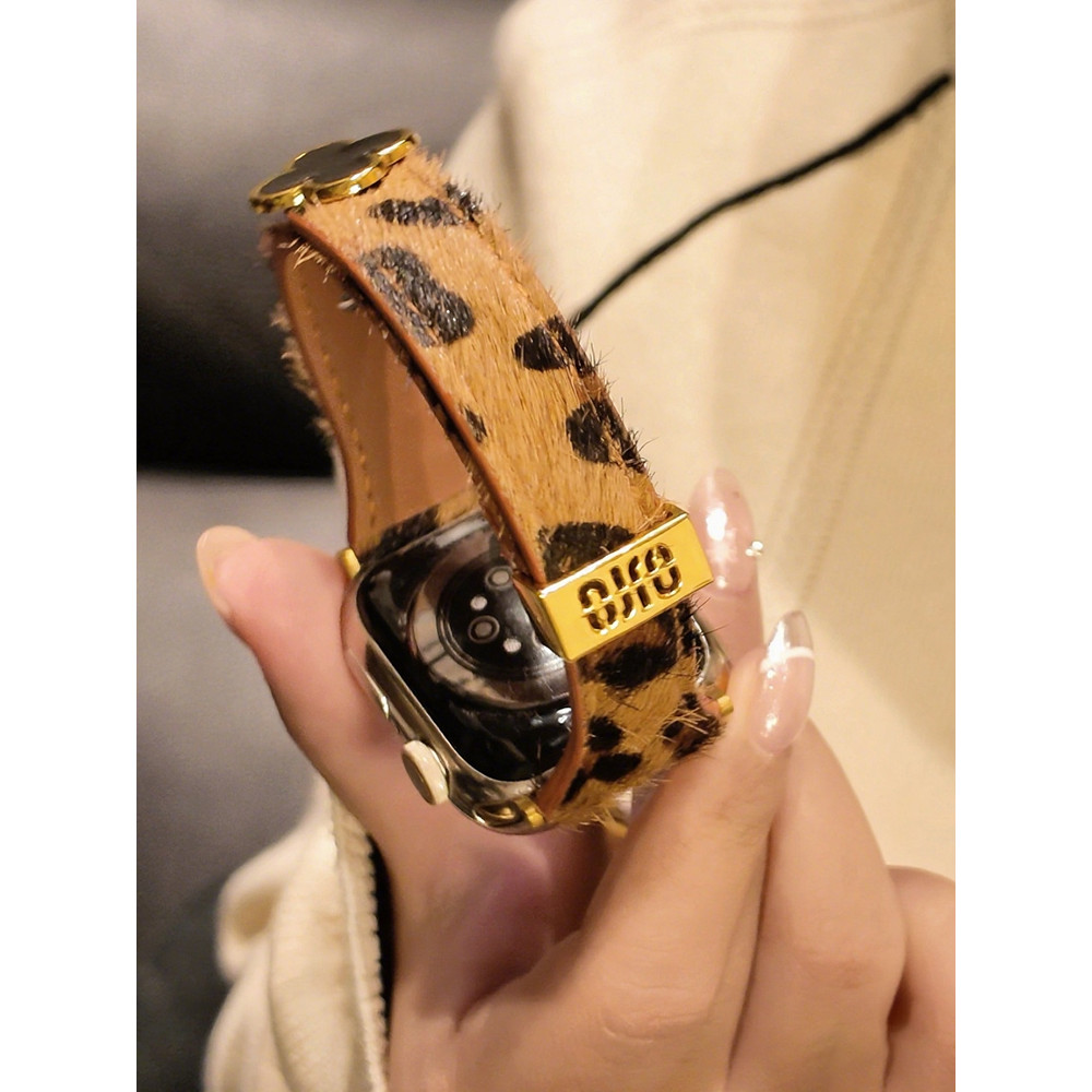 Dây đeo thắt lưng nhỏ in họa tiết da báo cổ điển dành cho nữ Thích hợp cho Apple Watch S11 SE3 Ultra3 S10 S9 S8 SE S7 S6 Ultra 49mm 46mm 42mm 40mm 44mm 41mm 45mm Dây đeo cổ tay