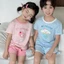 Bộ đồ ngắn tay trẻ em mùa hè 95 Cotton Lycra thêu màu kẹo 100-140 Size VA6I