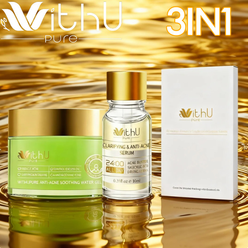 WithUpure Gel Giảm Mụn 50g + Serum Giảm Mụn 10ML + 30 PCS Tăm Bông,Kiểm Soát Dầu Và Trị Mụn,Phù Hợp Với Da Nhạy Cảm