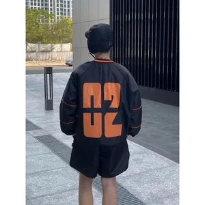 Áo Sweater Dù Cổ Tim Bóng Rổ Unisex 2 Lớp – In Lụa Số 02 – Form Rộng Basic Bigsize Cặp Đôi