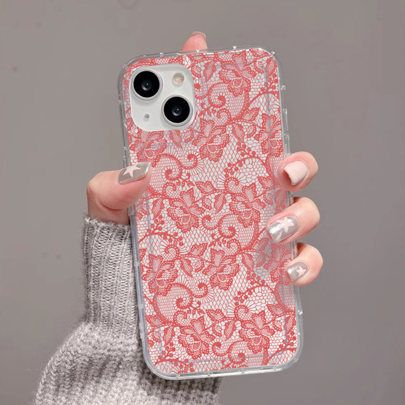 Vỏ Tương Thích Cho iPhone 16 15 14 17 13 12 11 Pro Max 16e Cho iPhone XS Max X XR 8 7 Plus SE2020 2022 Họa Tiết Ren Trong Suốt Mềm Chống Sốc