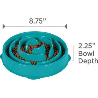 Bát ăn nhẹ vui nhộn – Dung tích 2 cốc vừa phải, cho ăn chậm, Chó & Mèo nhỏ đến vừa, Chống trượt, Xanh lam, Hoa văn thả