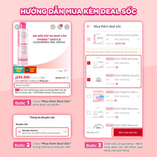 Gel rửa mặt TOPICREM không chứa xà phòng dành cho da khô và nhạy cảm HYDRA+ GENTLE CLEANSING GEL 200ML