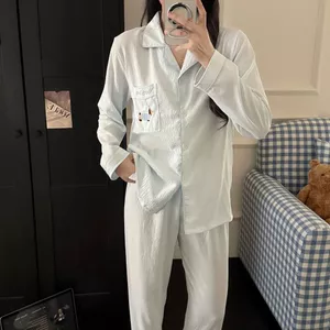 Quần Dài Tay Bộ Đồ Ngủ Nữ Thu Đông Mây Cotton Nữ In Hình Ngọt Ngào Dễ Thương Đôi Dài Loungewear 120g