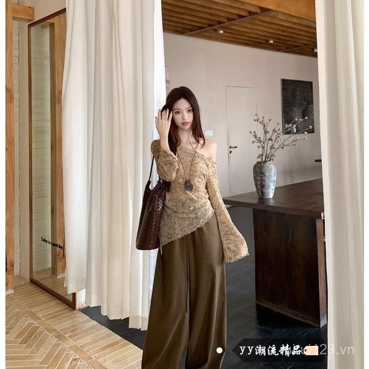 Áo thun dài tay đeo vai xiên thời trang dành cho nữ