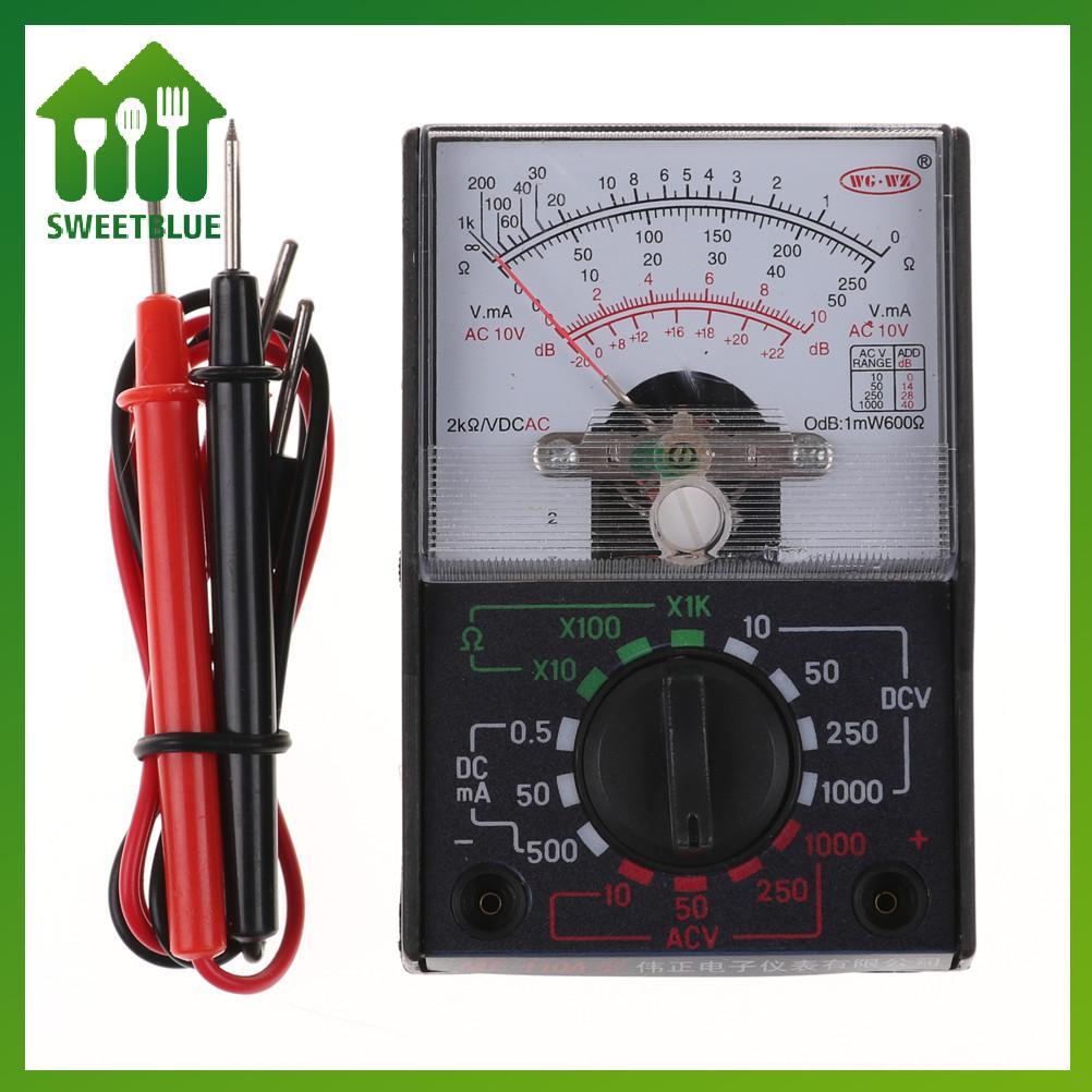 SWEET DC / AC 1000V Vôn kế 250mA Ampe kế 1K Đồng hồ đo điện trở Analog Đồng hồ vạn năng n