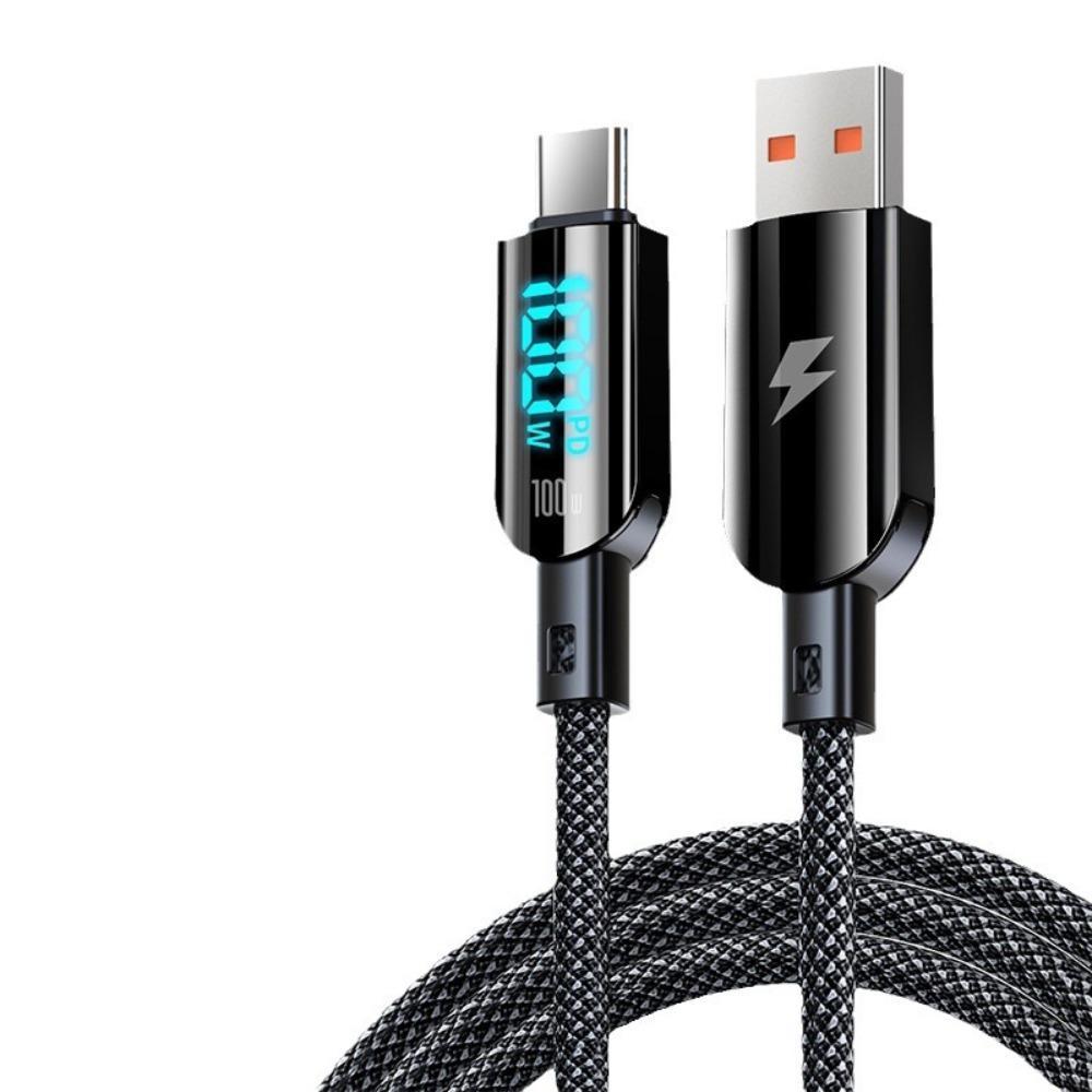 Cáp NKSFX Type C sang USB Type C, Cáp sạc nhanh màn hình kỹ thuật số 100W, Dây dữ liệu sạc nhanh tốc độ cao có thể nhìn thấy