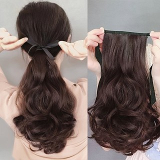 Dây đuôi ngựa và bím tóc lê cuộn hoa 48/38cm, chất liệu lông tơ tổng hợp phong cách Hàn Quốc