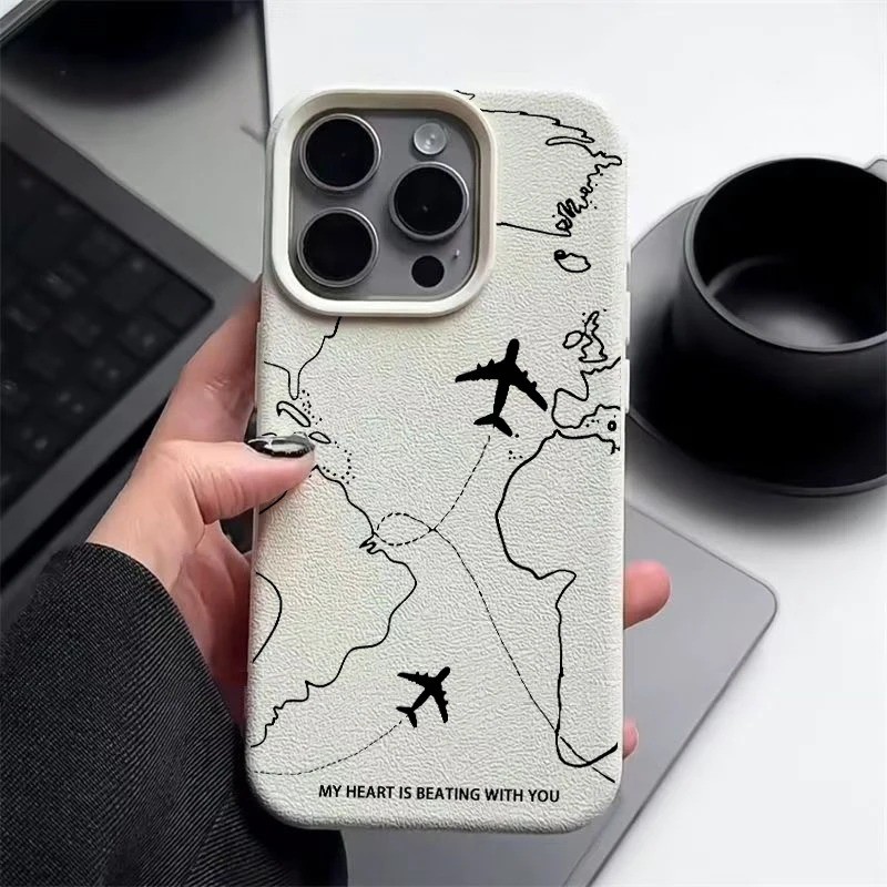 Ốp Lưng Samsung Galaxy A31 A30 A20 A33 A15 A16 A14 A12 5G F12 A11 A10 A10S Sang Trọng Da PU Máy Bay Line In Matte Bìa Mềm