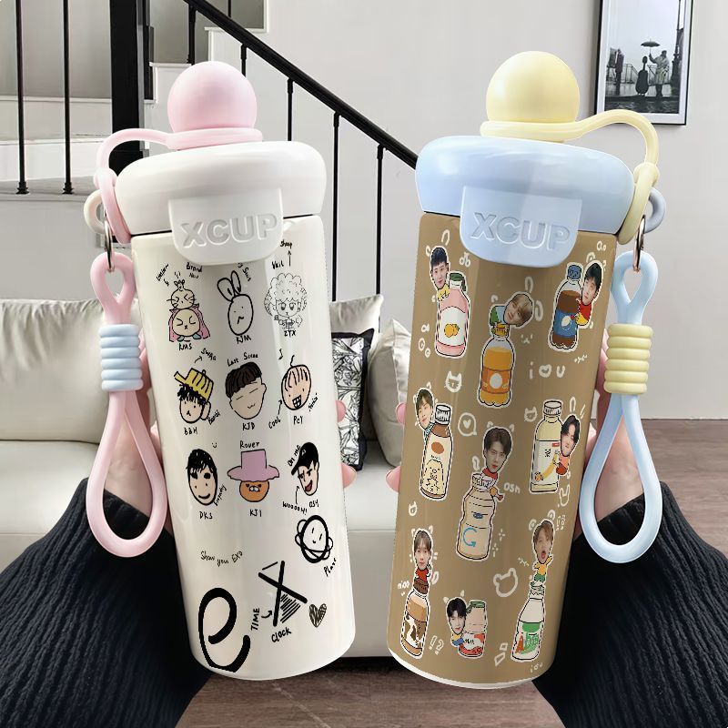 [Giảm giá] Cốc giữ nhiệt hàng hóa Alice EXO Graffiti 316 Ống hút bằng thép không gỉ Dung tích lớn Cốc trà cà phê mặt cao