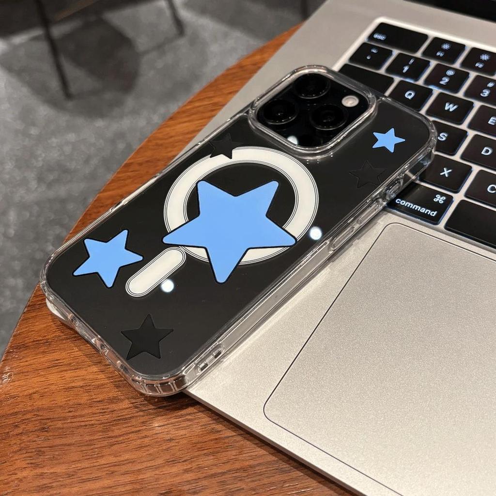 Blue Star White Bar cho trường hợp iPhone 17promax iPhone 16 Dễ thương 15pro Rõ ràng 14 Ý tưởng