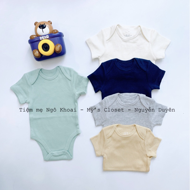 [MD77]  Body ngắn tay chất liệu cotton organic , tổ ong thông hơi CASTRO cho bé yêu 3-12M