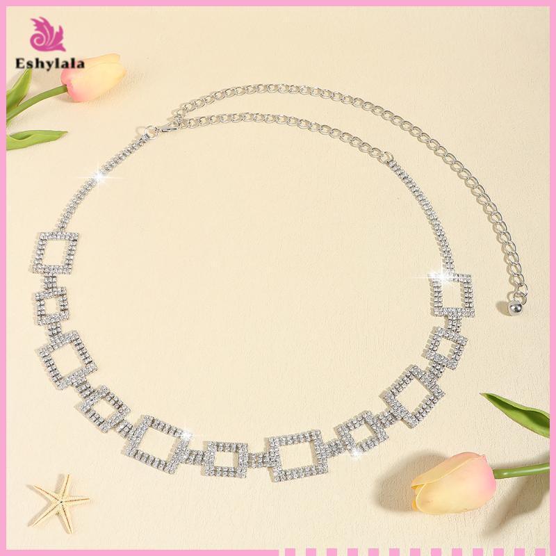 Thắt lưng kim cương bạc Eshylala - Đá pha lê lấp lánh, thiết kế thanh lịch, phù hợp điều chỉnh size