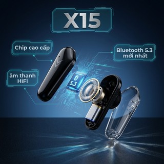 Tai nghe không dây Bluetooth X15 Tws, Tai nghe chơi game Bluetooth 5.3 có micrô tích hợp
