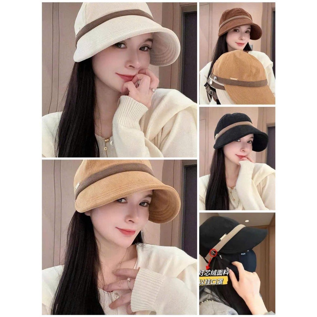 Mũ chống nắng vải nhung có nút cài khẩu trang, Mũ ngư dân vành rộng thông thường Thể thao ngoài trời