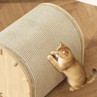 Hang Giường cho mèo với Thảm cào mèo Sisal tự nhiên, Nhà mèo khung gỗ nguyên khối có rèm và Thảm trải sàn cho mèo, Bảo vệ ghế và thảm