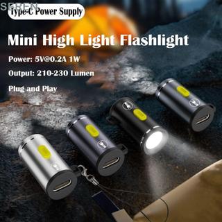 Đèn pin Mini SERENDI, Type-C có dây buộc Móc khóa Đèn pin, Cắm trại di động Hợp kim nhôm bỏ túi Đèn pin chiếu sáng ngoài trời