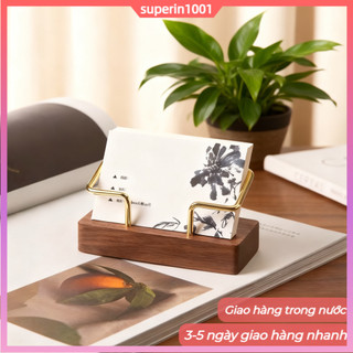 (Vận chuyển địa phương) Văn phòng sáng tạo Phong cách kinh doanh Màu đen Walnut Beech Hộp đựng danh thiếp bằng gỗ nguyên khối với thiết kế thời trang và cao cấp