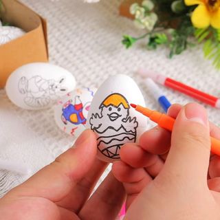 YSANH 6 Trứng Vẽ Tay DIY Phục Sinh, Tô Màu Thủ Công Với Bút Sơn Trứng Phục Sinh, Sáng Tạo DIY Hoạt Hình Đa Năng Tranh Đầy Màu Sắc Trứng Phục Sinh Cảnh Trang Trí