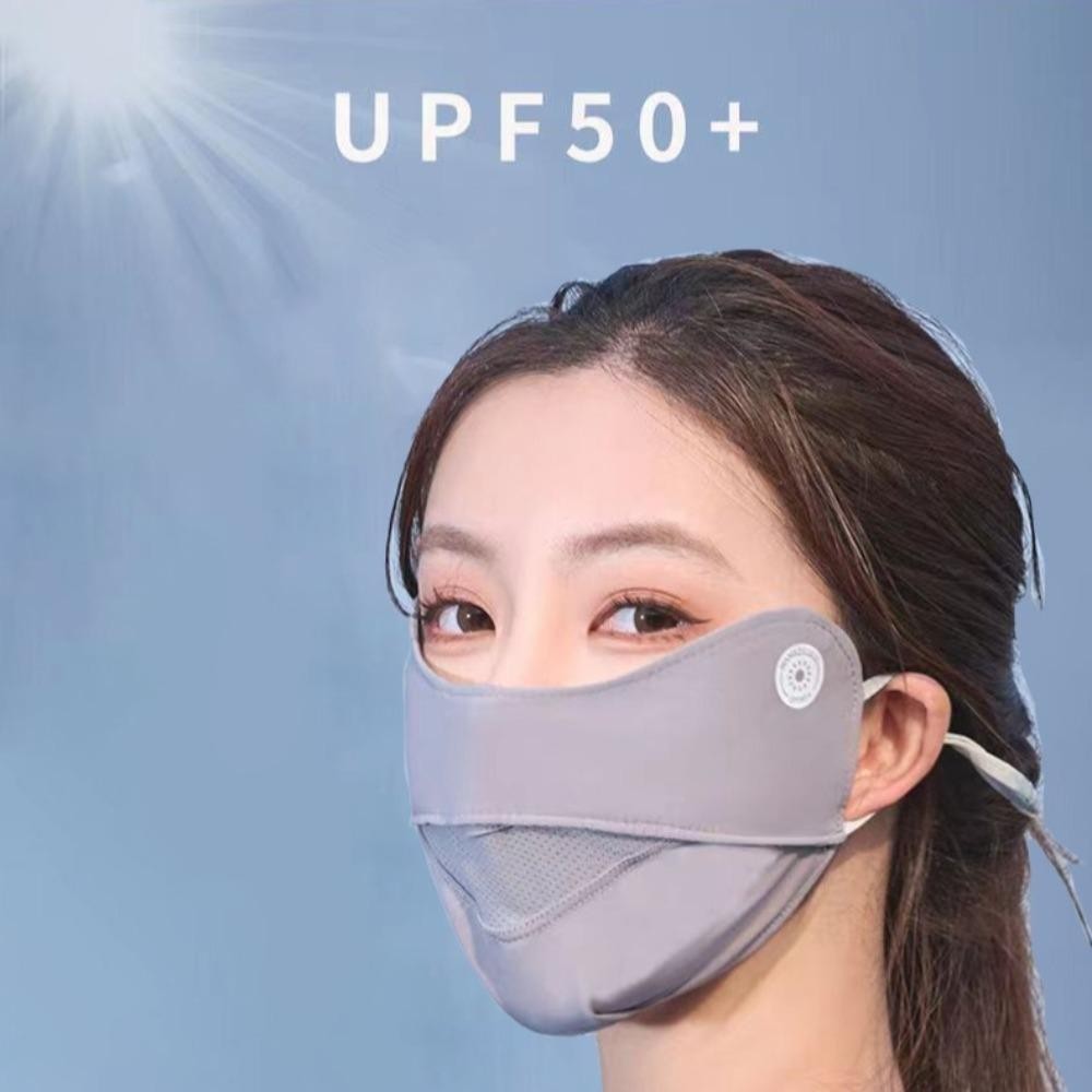 Khẩu Trang Chống Nắng Thoáng Khí Có Thể Tái Sử Dụng, Có Thể Điều Chỉnh Màu Trơn Chống Tia UV Ice Silk Nam Nữ