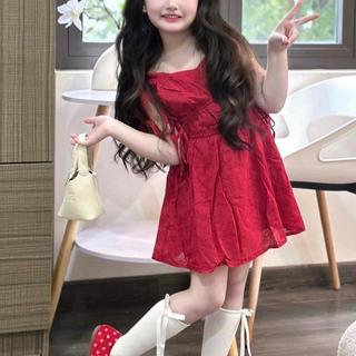 V42-[tomnaukids] Váy ren thô boi màu ĐỎ rút dây cho bé size từ 9-38Kg