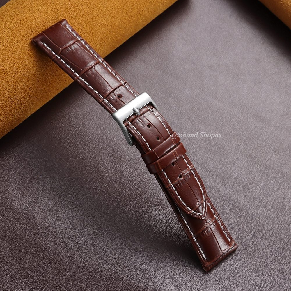 Dây đeo đồng hồ bằng da thật màu nâu 10 / 12 / 13 / 14 / 15 / 16 / 17 / 18 / 19 / 2021 / 22 / 23 / 24mm Dây đeo đồng hồ Khóa vàng dành cho nam nữ Cổ điển Dây buộc cổ điển Hoa văn tre