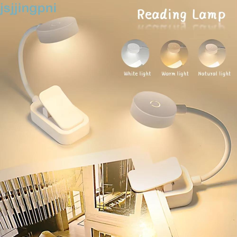 Đèn kẹp sách LED JSJING, Đèn bàn phòng ngủ có thể điều chỉnh độ sáng vô cấp 3 màu, Bảo vệ mắt linh hoạt đa năng 360° Xoay đèn đọc sách với Clip học tập