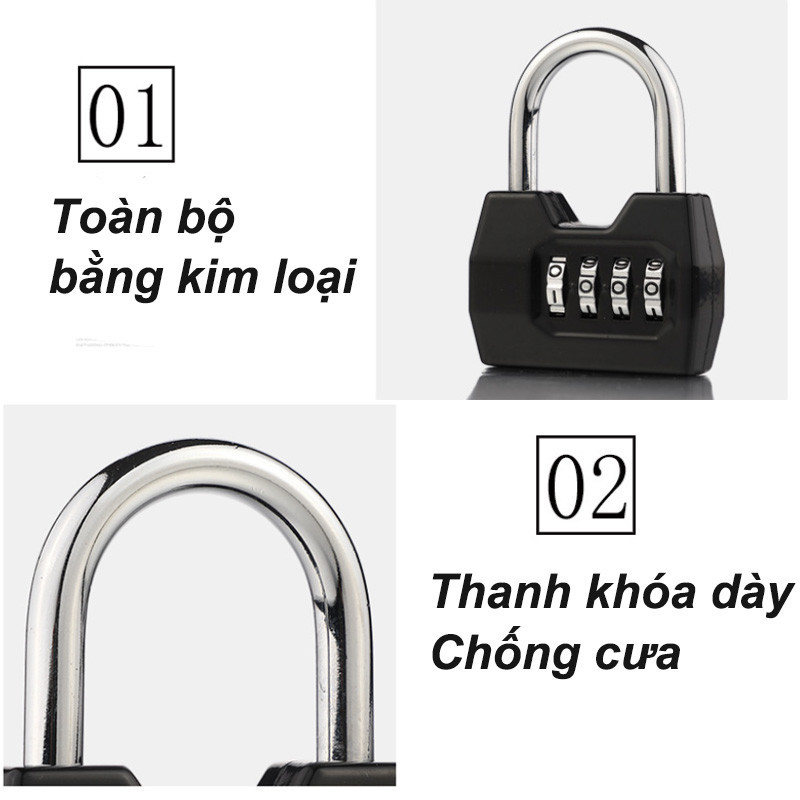 Khóa mật mã 4 số thiết kế nhỏ gọn chống cậy – Bảo vệ tủ đồ, hành lý, cửa cổng an toàn