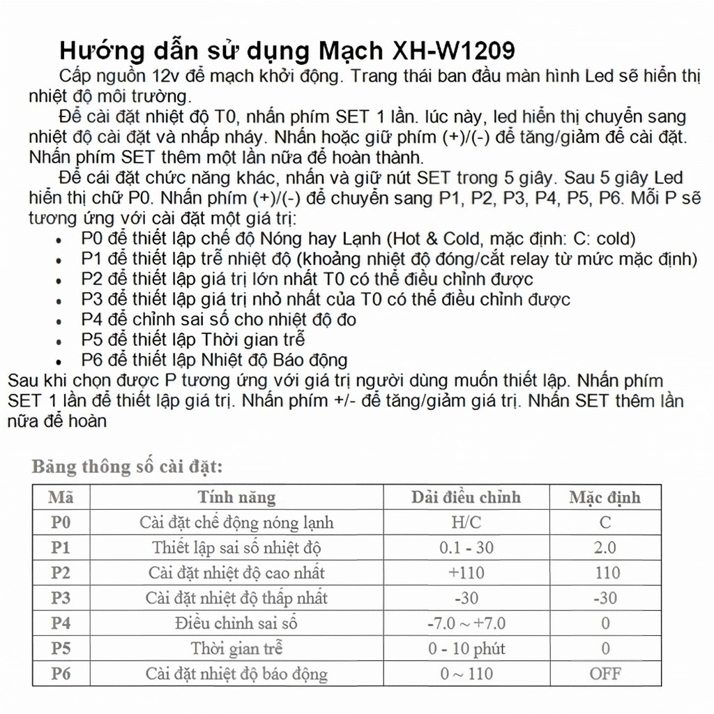 【COD】Mô-đun điều khiển nhiệt độ kỹ thuật số XH-W1209 DC 12V tích hợp đèn LED báo hiệu, hoạt động ổn định và tin cậy.
