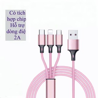 Cáp Dữ Liệu 3 Trong 1 Màu Vàng /đen/hồng/xanh lá/xanh dương/120W Đồng Thuần Khiết - Sạc Nhanh Hiệu Quả