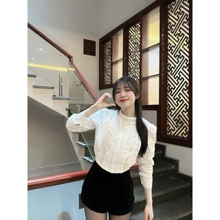 Áo sơ mi kiểu xinh tay phồng tiểu thư công chúa xinh xắn hottrend Hoadanbistore