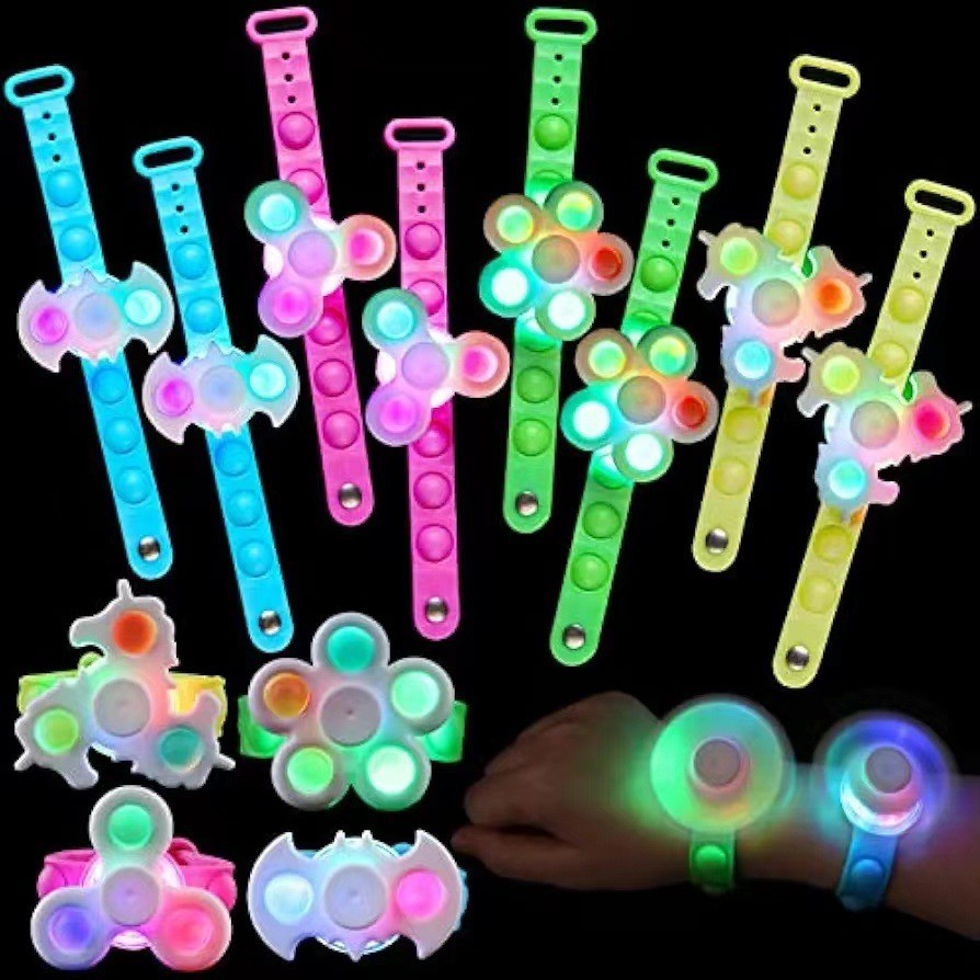 Trẻ em Dạ Quang Bong Bóng Top Vòng Tay Flash Sáng Tạo Xoay Top Đồng Hồ Mẫu Giáo Quà Tặng Nhỏ Đồ Chơi Giải Nén