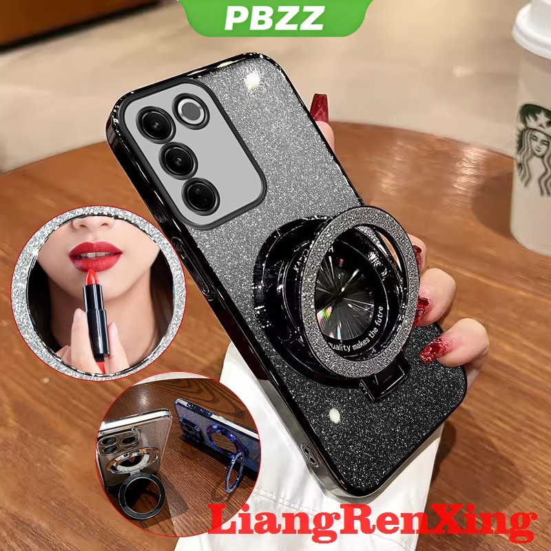 Ốp Lưng Cho VIVO V27 5g VIVO V27E VIVO V27 PRO VIVO Y100 2023 Vỏ Điện Thoại 5g Vỏ Mềm Silicon Chống Sốc Thiết Kế Mới Gương Mỹ Phẩm Thẩm Mỹ Trong Suốt Có Giá Đỡ SFSHZJ01