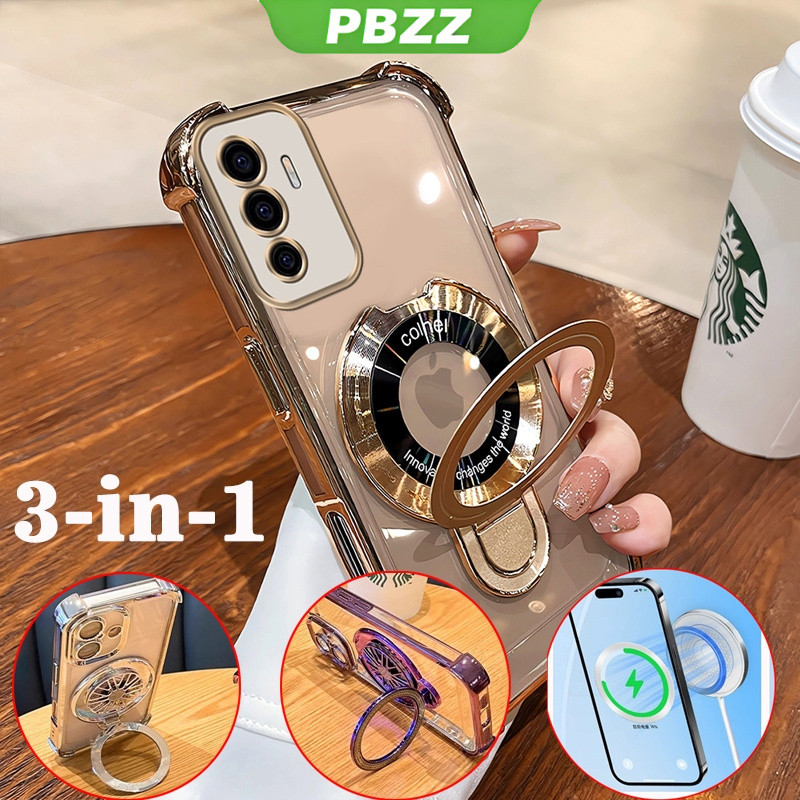 FOR ốp lưng [3 trong 1] Ốp điện thoại cho Vivo V20 Pro V21 V23 v23e 5g Ốp mềm Ốp chống sốc Silicon thiết kế mới mỏng trong suốt 360 ° thẩm mỹ có giá đỡ sjxmszj01
