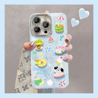 Hoa Văn Vỏ Lỗ Mịn Dừa Puppy Dâu Thích Hợp Cho iPhone 16proamx Ốp Điện Thoại 13pro 15 Bao Gồm Tất Cả